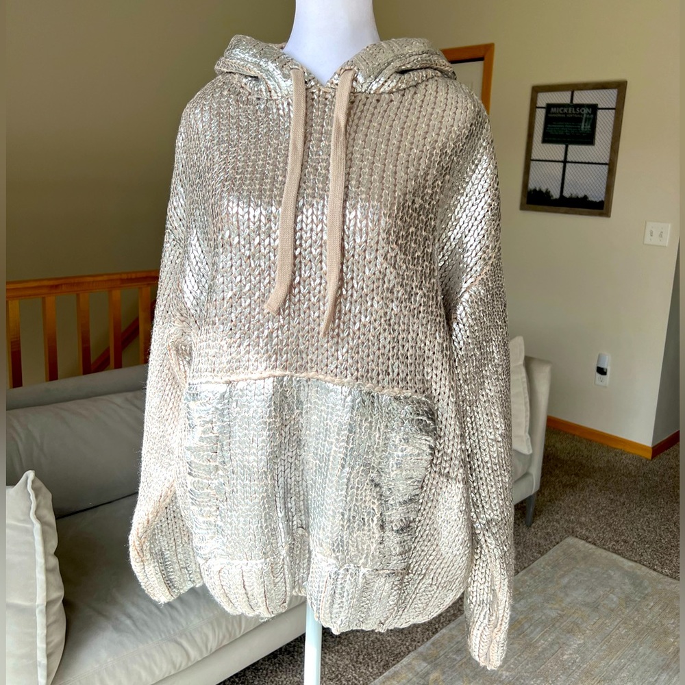 ZARA Oversized Metallic Silver Sweater
